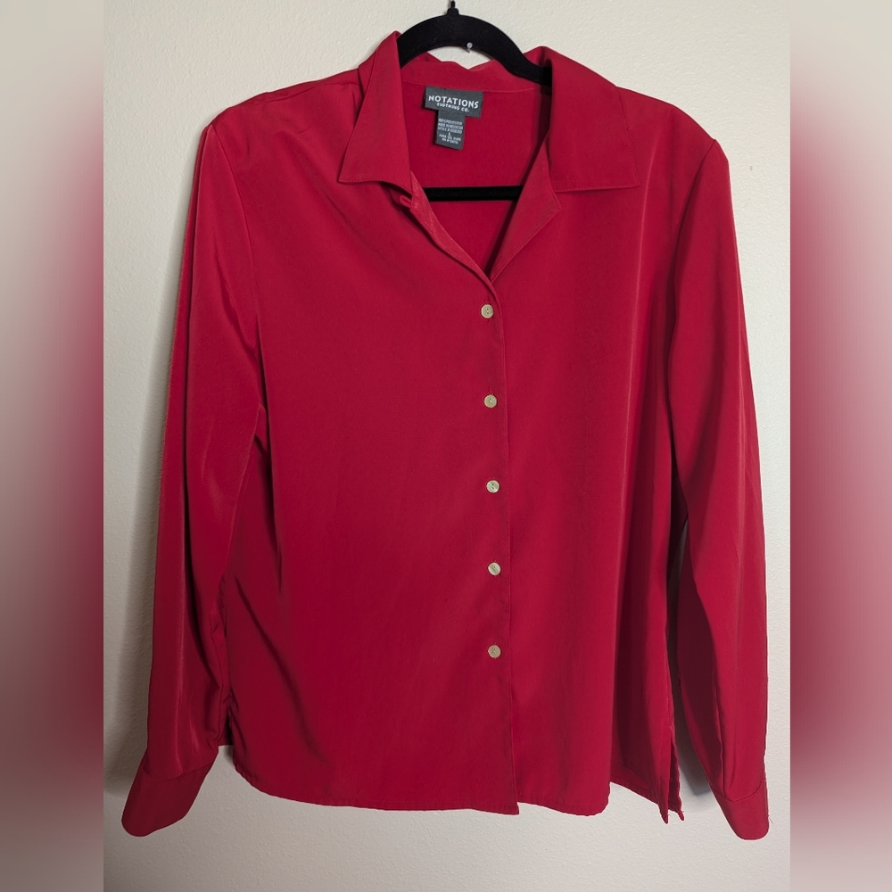 Notations Women's Vibrant Red Button-Down Shirt Size L